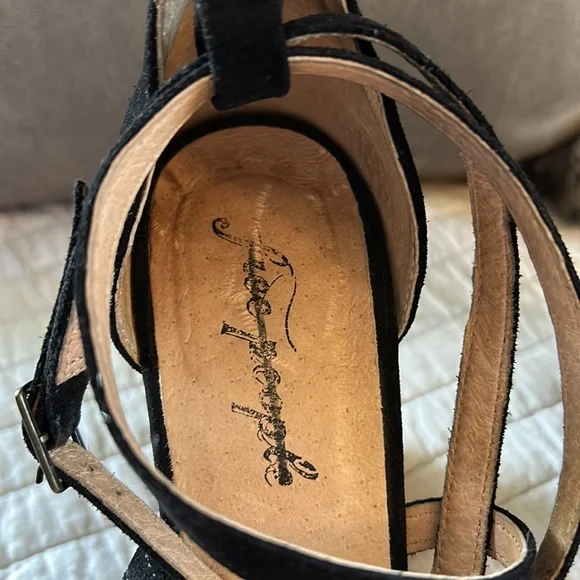 Free people Remi suede black leather platform Mary jane chunky block heels 40 - Picture 3 of 16